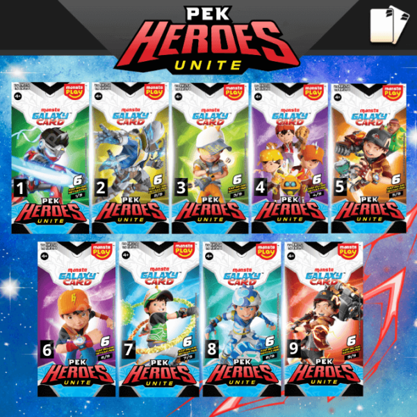 NO QR (2) Pek Heroes Unite - MONSTA Galaxy Card Set (54 KAD) Cards Games